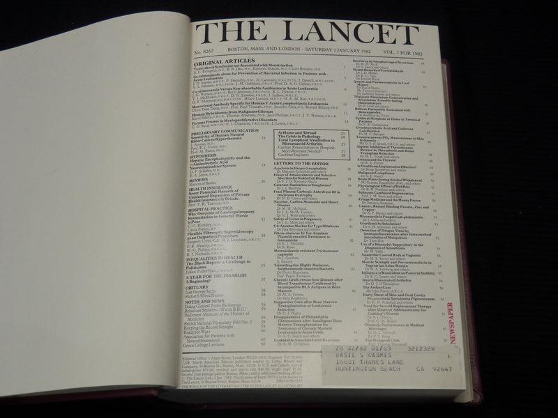 1982-1984 LANCET MAGAZINE BOUND VOLUMES LOT OF 4 - KD 37