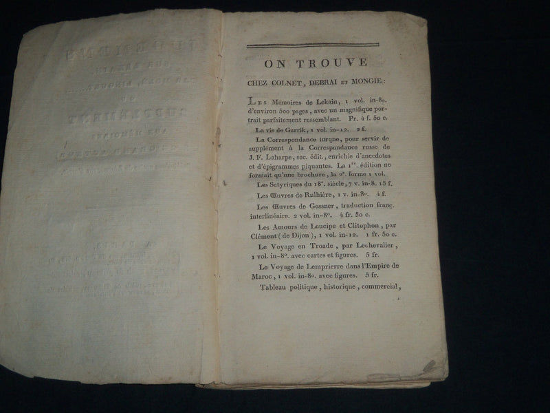 EARLY 1800'S JUGEMENS SUR LEKAIN PAR MOLE FRENCH BOOK - J 4305