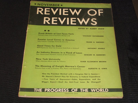 1931 NOVEMBER REVIEW OF REVIEWS MAGAZINE - GREAT BRITAIN FACTS COVER - E 6356