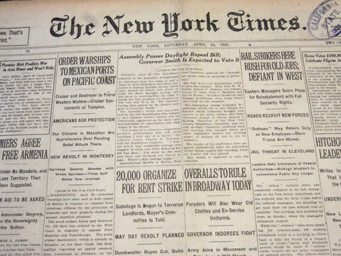 1920 APRIL 24 NEW YORK TIMES - ASSEMBLY PASSES DAYLIGHT REPEAL BILL - NT 5885