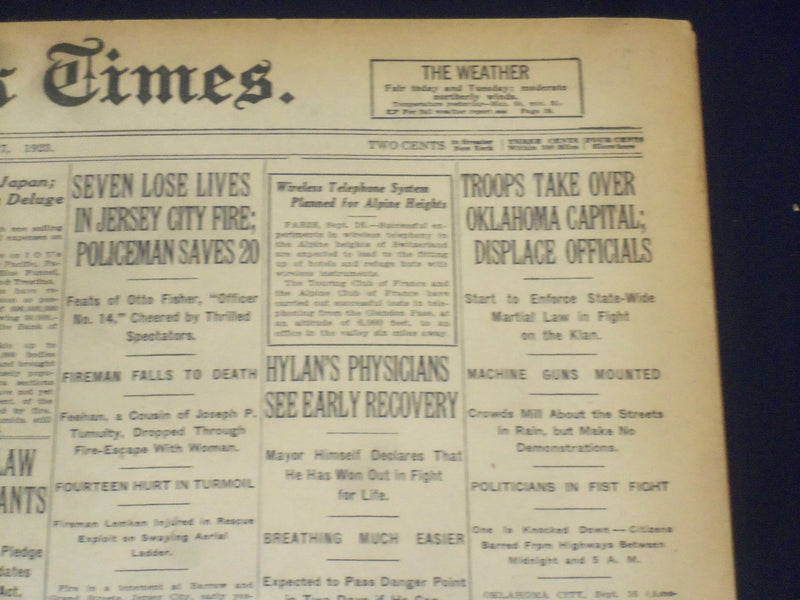 1923 SEP 17 NEW YORK TIMES - TROOPS TAKE OVER OKLAHOMA CAPTIAL - NT 9362