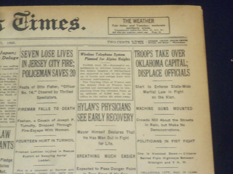 1923 SEP 17 NEW YORK TIMES - TROOPS TAKE OVER OKLAHOMA CAPTIAL - NT 9362
