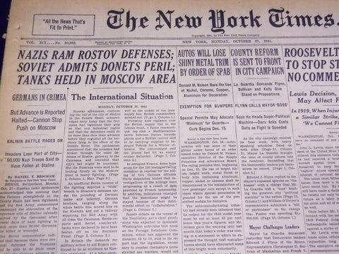 1941 OCT 27 NEW YORK TIMES - NAZIS RAM ROSTOV, ROOSEVELT APPEALS - NT 1085