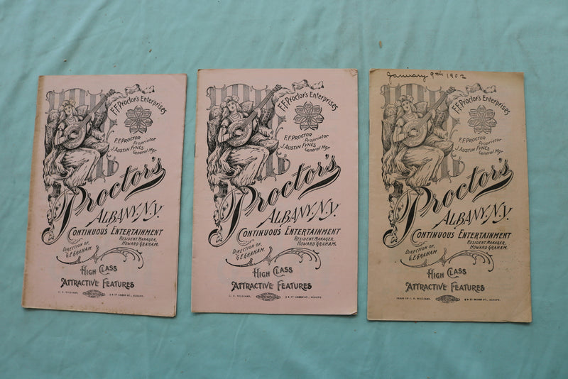 1900'S PROCTOR'S ALBANY THEATRE PROGRAMS - LOT OF 30 - O 3724
