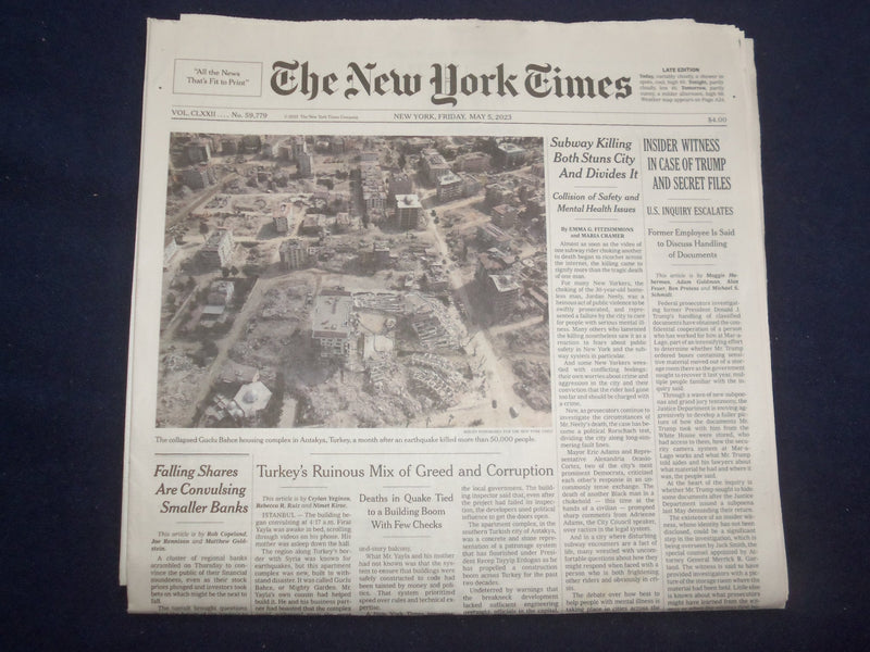 2023 MAY 5 NEW YORK TIMES - INSIDER WITNESS IN CASE OF TRUMP AND SECRET FILES