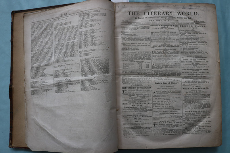 1852 JULY-DECEMBER THE LITERARY WORLD BOUND VOLUME - HAWTHORNE-WEBSTER - KD 9719