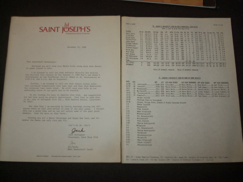1988-1989 ST. JOSEPH'S UNIVERSITY BASKETBALL MEDIA GUIDE - ST 6352