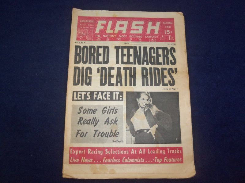 1965 JULY 24 FLASH NEWSPAPER - BORED TEENAGERS DIG 'DEATH RIDES' - NP 6946