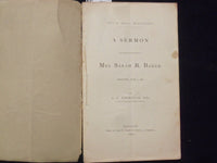 1867 MRS. SARAH R. BAKER FUNERAL SERMON SOFTCOVER BOOKLET - ROXBURY - K 222