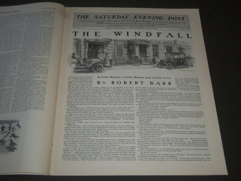 1906 SEPTEMBER 29 THE SATURDAY EVENING POST MAGAZINE - ILLUSTRATED COVER- SP 989