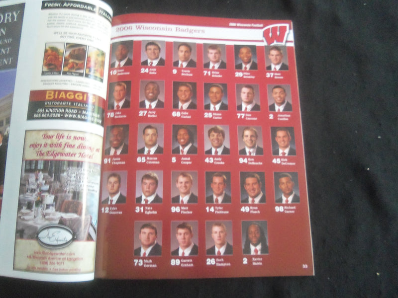 2006 NOVEMBER 4 FOOTBALL PROGRAM -UNIV OF WISCONSIN VS PENN STATE UNIV - B 5534K