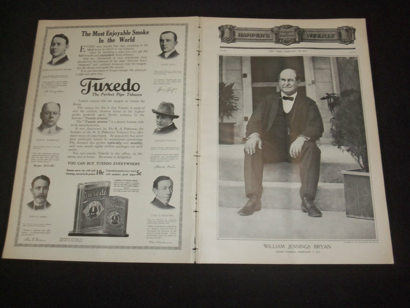 1913 FEBRUARY 22 HARPER'S WEEKLY MAGAZINE - WILLIAMS JENNINGS BRYAN - ST 6378