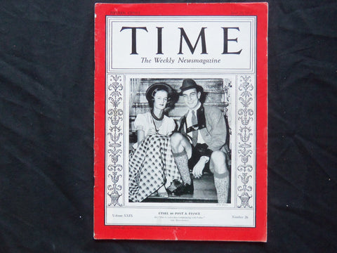 1937 JUNE 28 TIME MAGAZINE - ETHEL DU PONT & FRANKLIN ROOSEVELT JR. - T 568