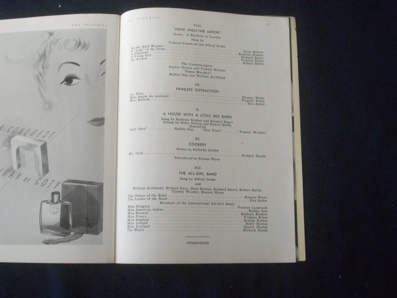 1940 FEBRUARY 19 PLAYBILL PROGRAM - TWO FOR THE SHOW -HUTTON-ARDEN-WYNN - J 6475