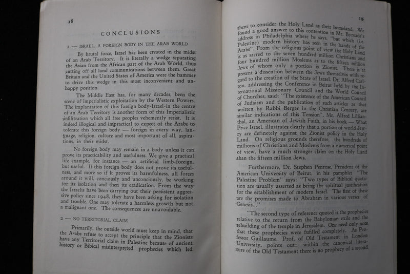 1954 THE WAY TO PEACE IN THE HOLY LAND - PALESTINE - SOFTCOVER BOOK - K 3064
