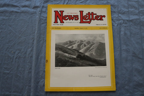1927 AUGUST 13 SAN FRANCISCO NEWS LETTER MAGAZINE - MARIN HILLS - ST 5509L