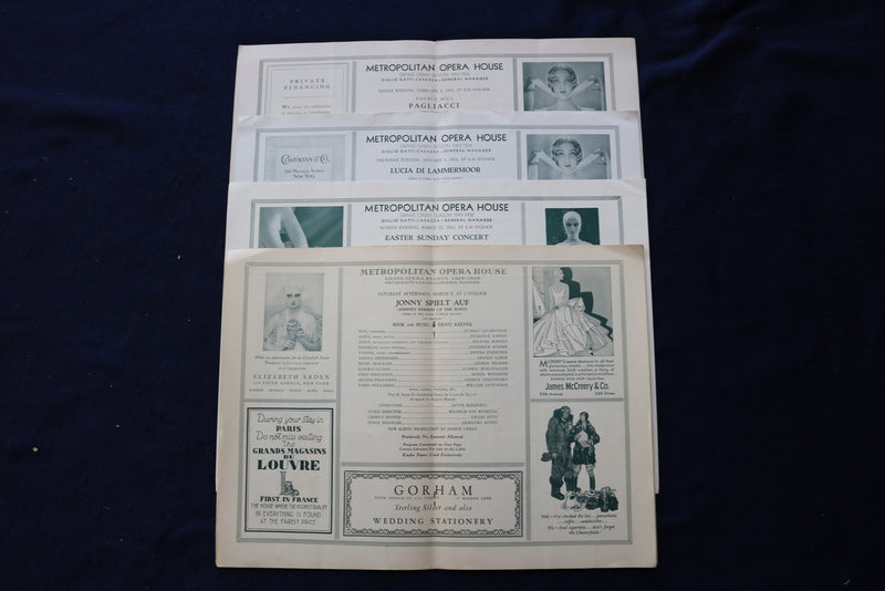 1929-1934 METROPOLITAN OPERA HOUSE PROGRAMS - LOT OF 4 - K 1699