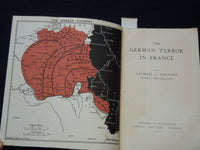 1917 THE GERMAN TERROR IN FRANCE SOFTCOVER BOOK BY ARNOLD J. TOYNBEE - J 7244