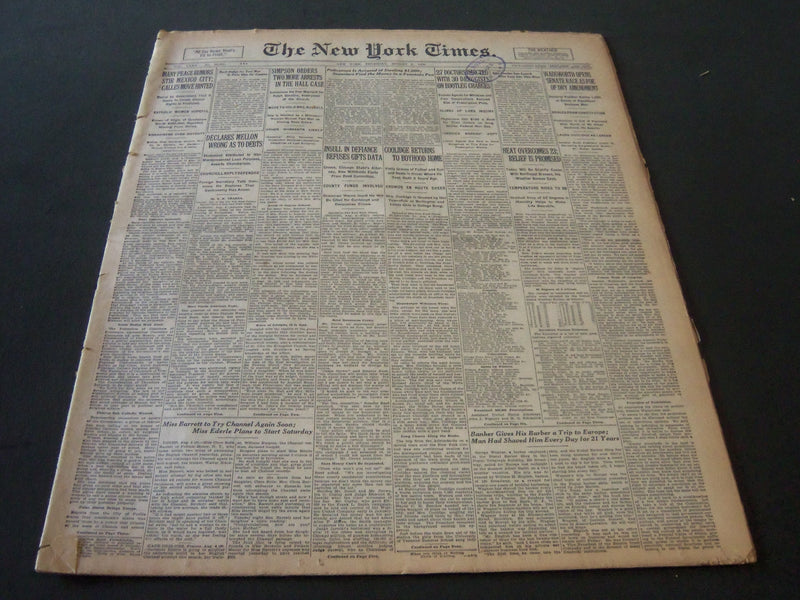 1926 AUGUST 5 NEW YORK TIMES - COOLIDGE RETURNS TO BOYHOOD HOME - NT 6540