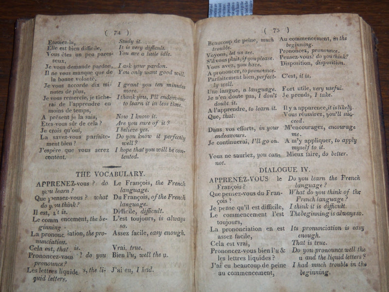1819 ELEMENTS OF FRENCH AND ENGLISH CONSERVATIONS BOOK BY JOHN PERRIN - K 1293