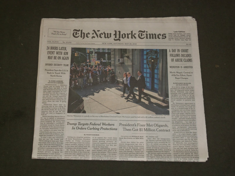 2018 MAY 26 NEW YORK TIMES - 24 HOURS LATER, EVENT WITH KIM MAY BE ON AGAIN