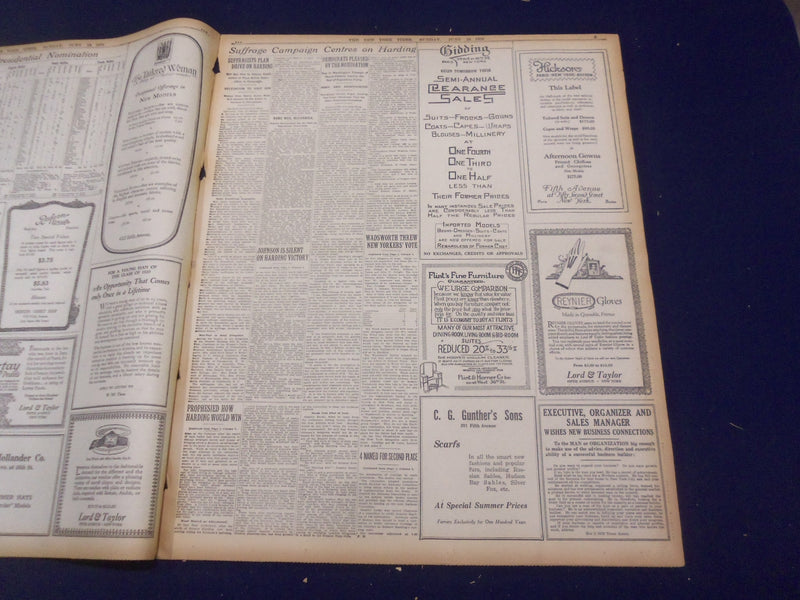 1920 JUNE 13 NEW YORK TIMES-HARDING NOMINATED FOR PRESIDENT, COOLIDGE VP-NT 9113