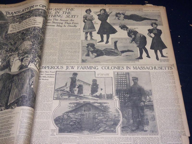 1907 THE BOSTON HERALD SUNDAY MAGAZINE SECTIONS LOT OF 14 - NICE PHOTOS - UP 91