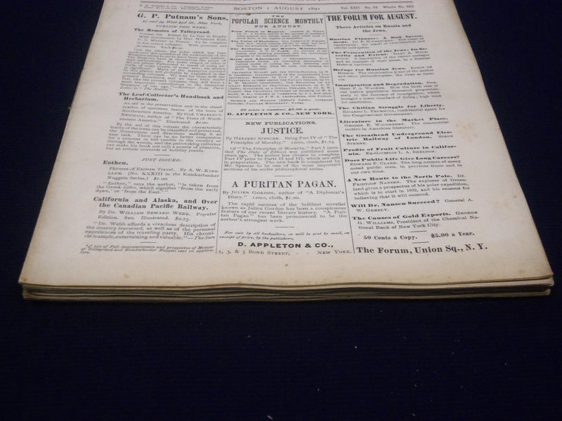 1891 THE LITERARY WORLD MAGAZINE LOT OF 6 ISSUES - NICE ARTICLES - O 2618