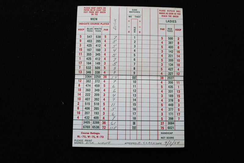 1963-1964 MORRIS AND FAIRMOUNT COUNTRY CLUB GOLF SCORECARDS - LOT OF 3 - K 1968