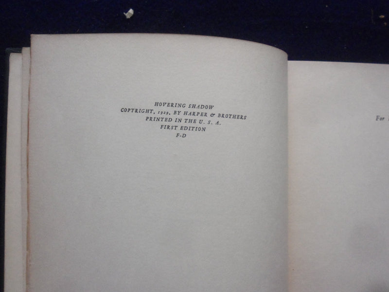 1929 HOVERING SHADOW HARDCOVER BOOK BY ELIZABETH HOLLISTER FROST - KD 8408