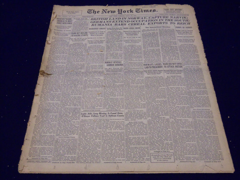 1940 APRIL 16 NEW YORK TIMES - BRITISH LAND IN NORWAY, CAPTURE NARVIK - NT 231