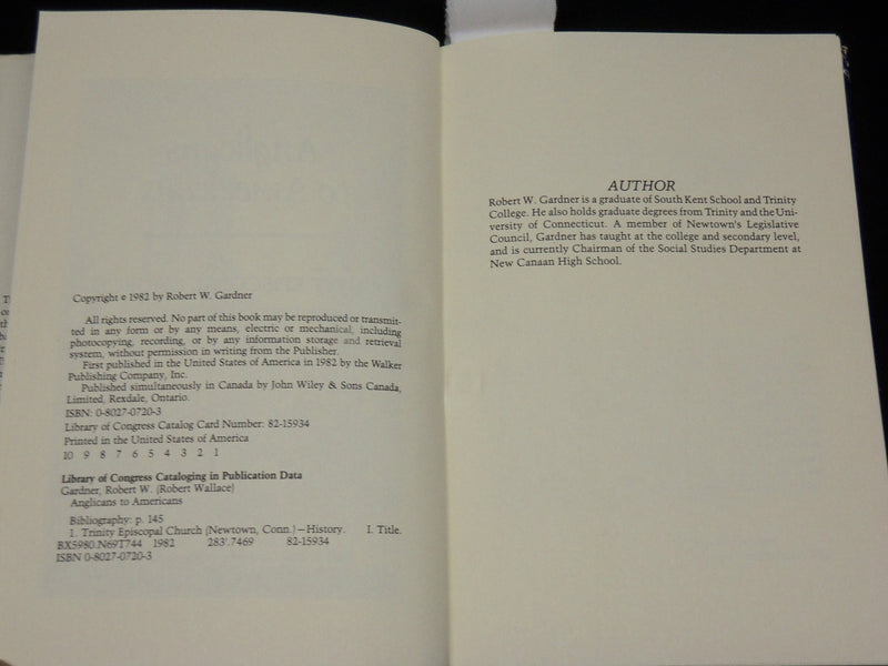 1982 ANGLICANS TO AMERICANS HARDCOVER BOOK BY ROBERT W. GARDNER - KD 6384
