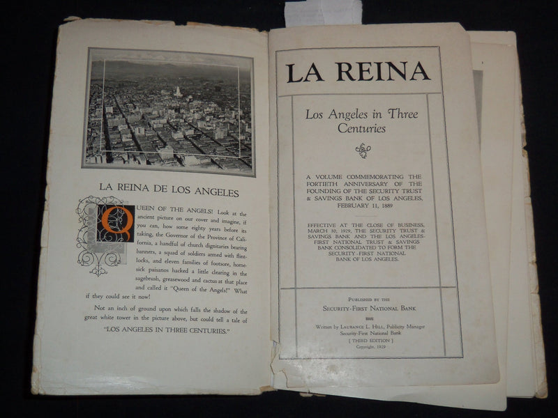 1929 LA REINA - LOS ANGELES IN THREE CENTURIES BOOK - 40TH ANNIVERSARY - J 8710