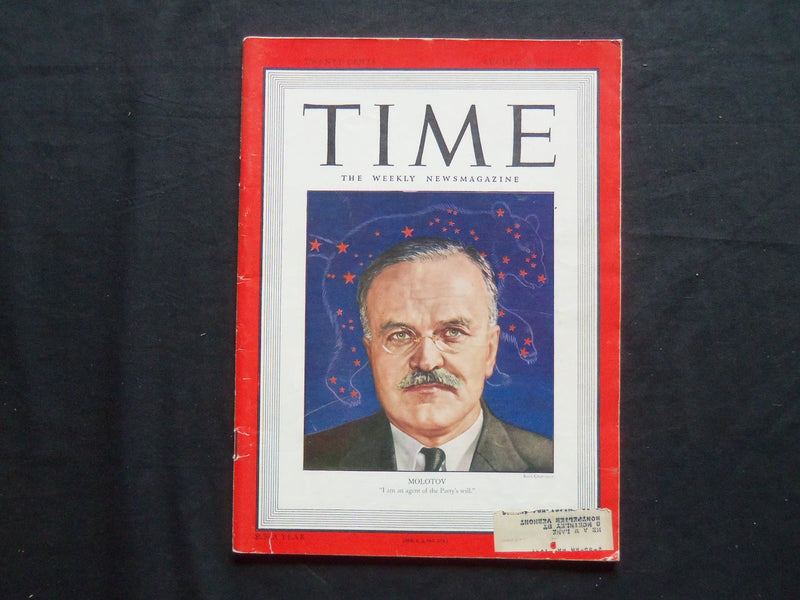 1946 AUGUST 19 TIME MAGAZINE - VIACHESLAV MOLOTOV - T 1034