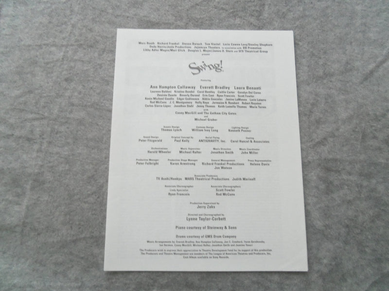 1999 SWING! BROADWAY PROGRAM - ANN HAMPTON CALLAWAY - EVERETT BRADLEY - J 7620