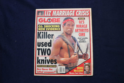 1995 FEBRUARY 21 GLOBE MAGAZINE - O. J. SIMPSON - TWO KNIVES COVER - E 18451