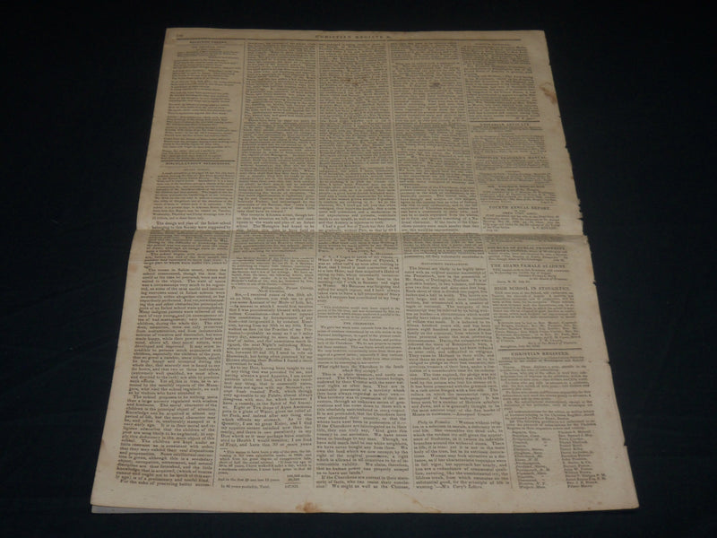1829 AUGUST 22 CHRISTIAN REGISTER NEWSPAPER - BOSTON - NP 4824