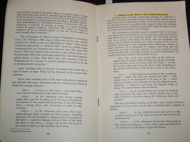 1962 ATLANTIS - FACTOR FICTION BOOK BY EDGAR E. CAYCE - STUDY SERIES - J 8843