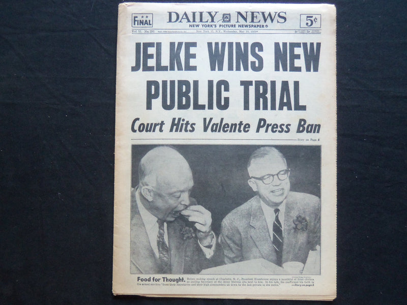 1954 MAY 19 NY DAILY NEWS NEWSPAPER - EDDIE ARCARO SUSPENDED - NP 2509