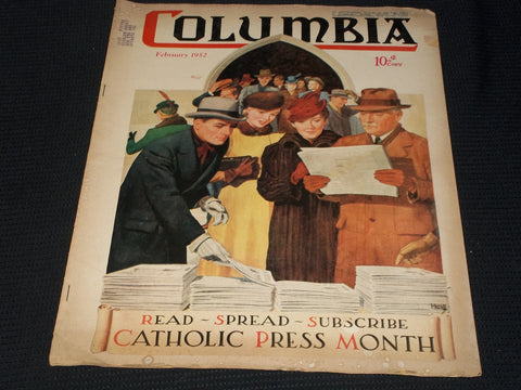 1952 FEBRUARY COLUMBIA MAGAZINE - CATHOLIC PRESS MONTH FRONT COVER - E 5894