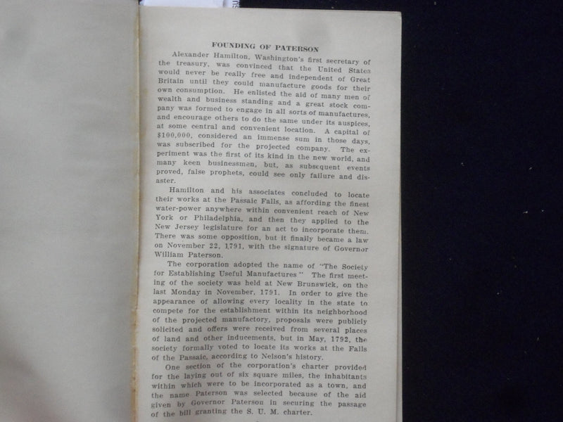 1929 MANUAL OF THE CITY OF PATERSON NEW JERSEY 1929 HARDCOVER BOOK - KD 8849