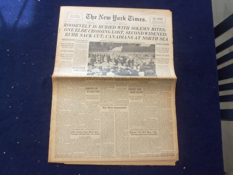 1945 APRIL 16 NEW YORK TIMES - ROOSEVELT IS BURIED WITH SOLEMN RITES - NP 6475