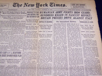 1940 NOVEMBER 30 NEW YORK TIMES - RUMANIAN ARMY FIGHTS IRON GUARD - NT 2494