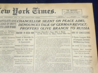 1917 MAY 16 NEW YORK TIMES - CHANCELLOR SILENT ON PEACE AIMS - NT 9157