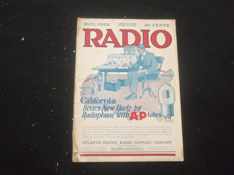 1922 MAY RADIO MAGAZINE - CALIFORNIA HEARS NEW YORK BY RADIOPHONE - B 433Y