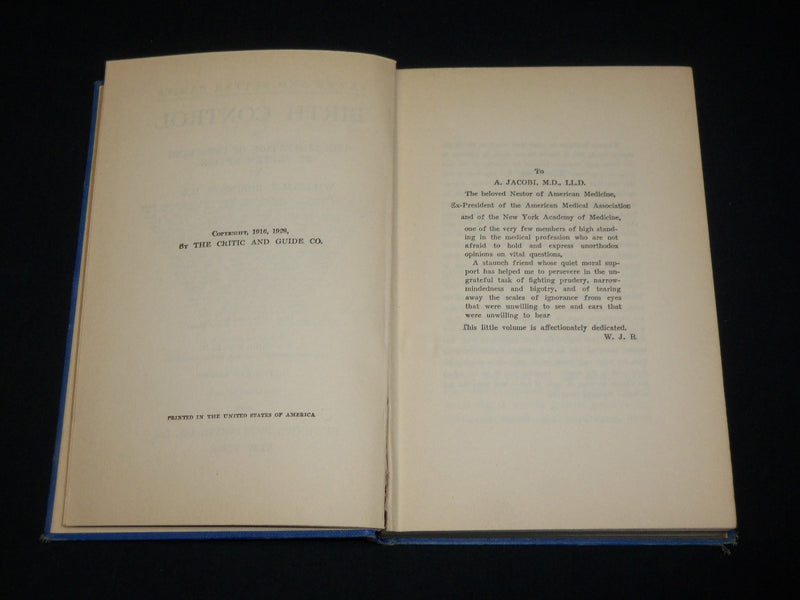 1931 BIRTH CONTROL OR THE LIMITATION OF OFFSPRING BOOK BY ROBINSON - KD 6450