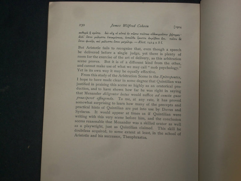 1915 RHETORICAL STUDIES IN ARBITRATION SCENE OF MENANDER'S EPITREPONTES - J 4525