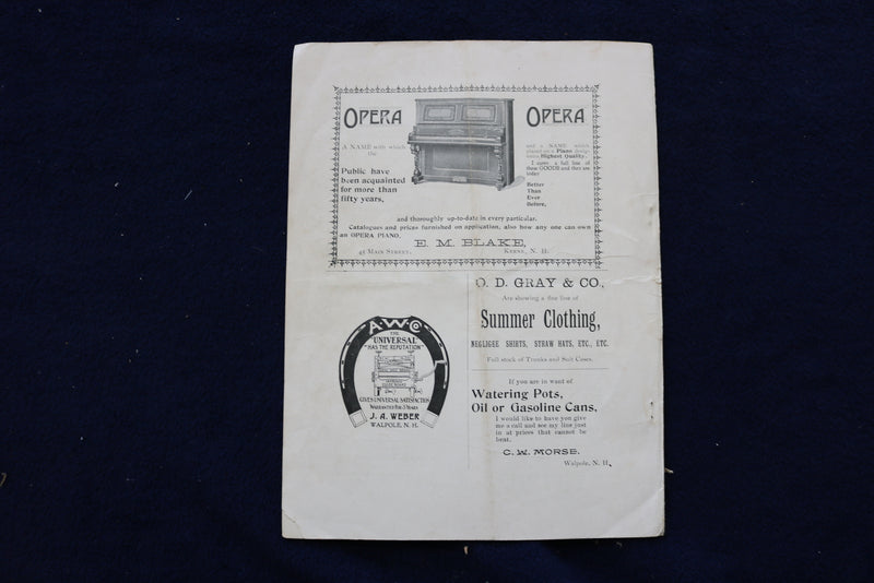 1902 JUNE SCHOOL ECHOES - COMMENCEMENT NUMBER - WALPOLE, NH - SOFTCOVER - K 1457