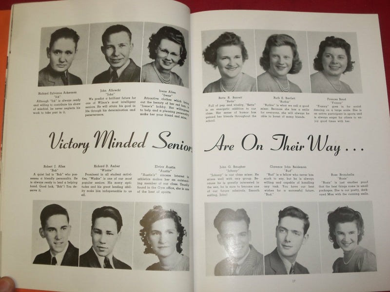 1943 THE ORANGE AND BLACK WOODROW WILSON HS YEARBOOK - CAMDEN, NJ - YB 1806