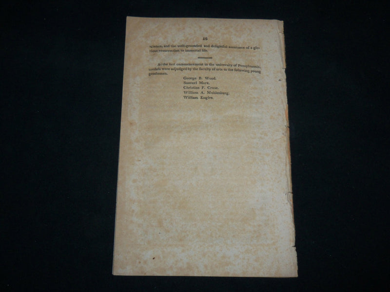 1800'S ADDRESS FROM THE PROVOST OF UNIVERSITY OF PENNSYLVANIA - J 6760